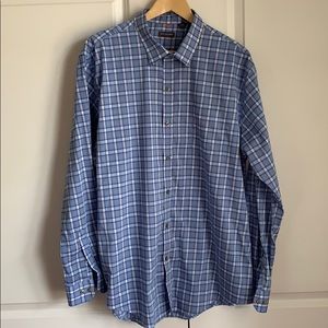 Blue plaid button down shirt